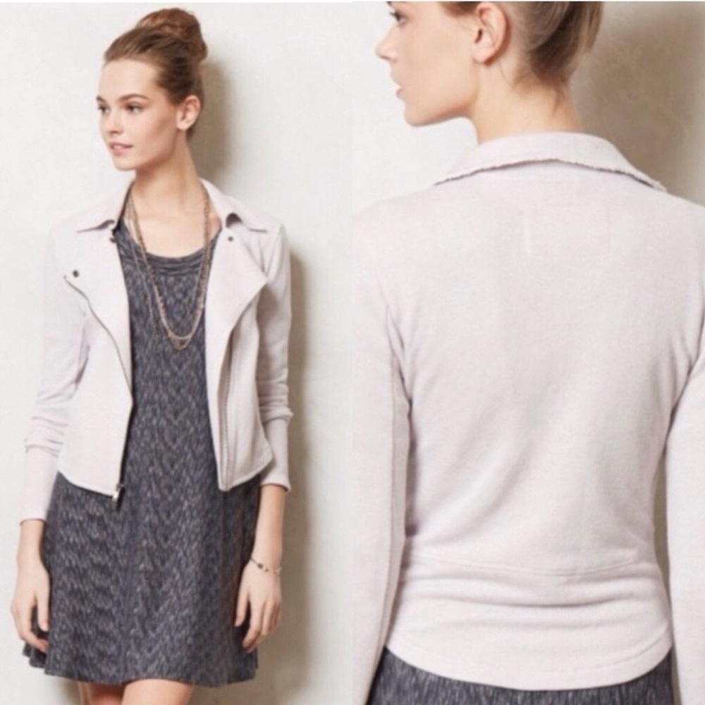 Anthropologie Saturday Sunday Charcoal Terry Moto Jacket. Size Medium